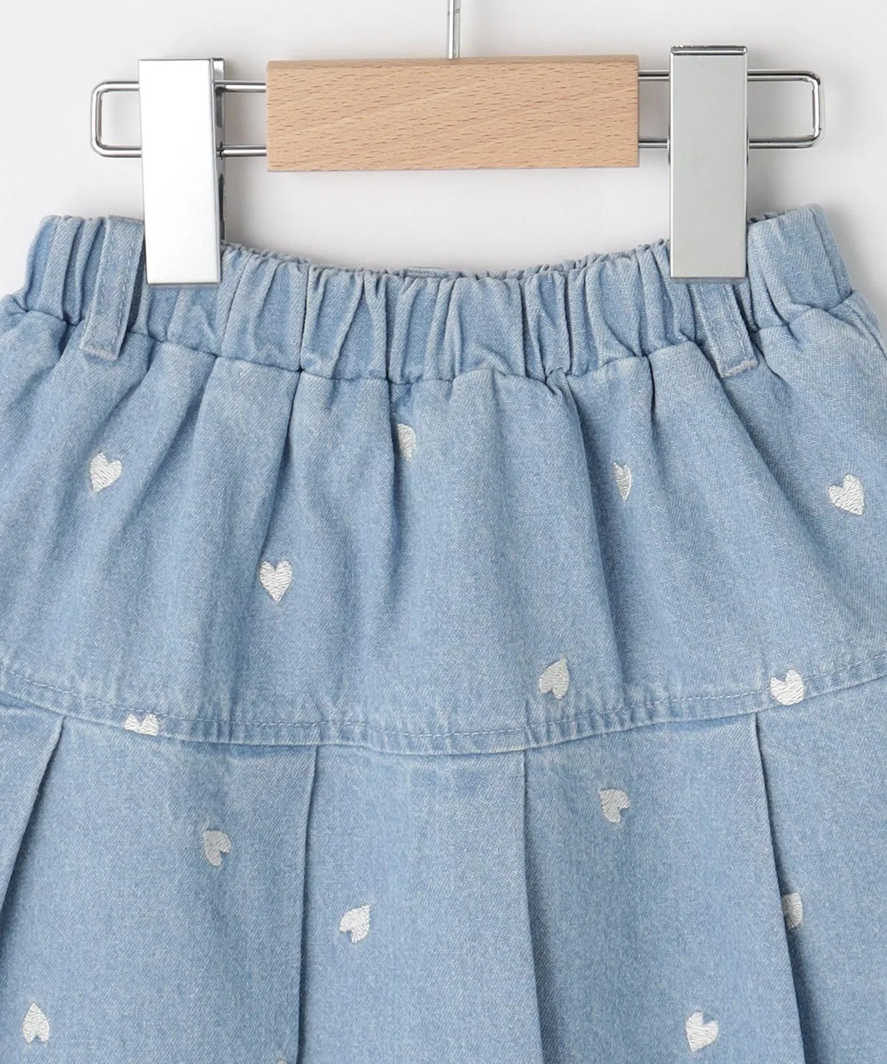 Детская юбка-шорты с вышивкой сердцами, модель Heart Embroidery SHOO・LA・RUE, Sax Blue — фото 4