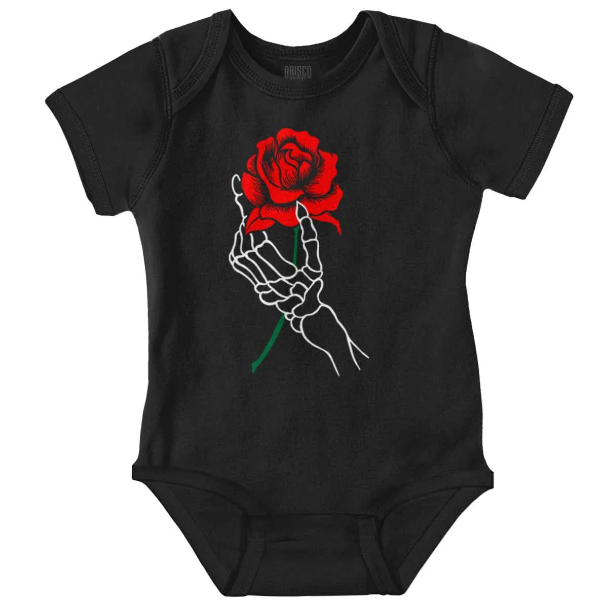 Детское боди с коротким рукавом Cool Skeleton Hand Holding a Rose Brisco Brands, Black