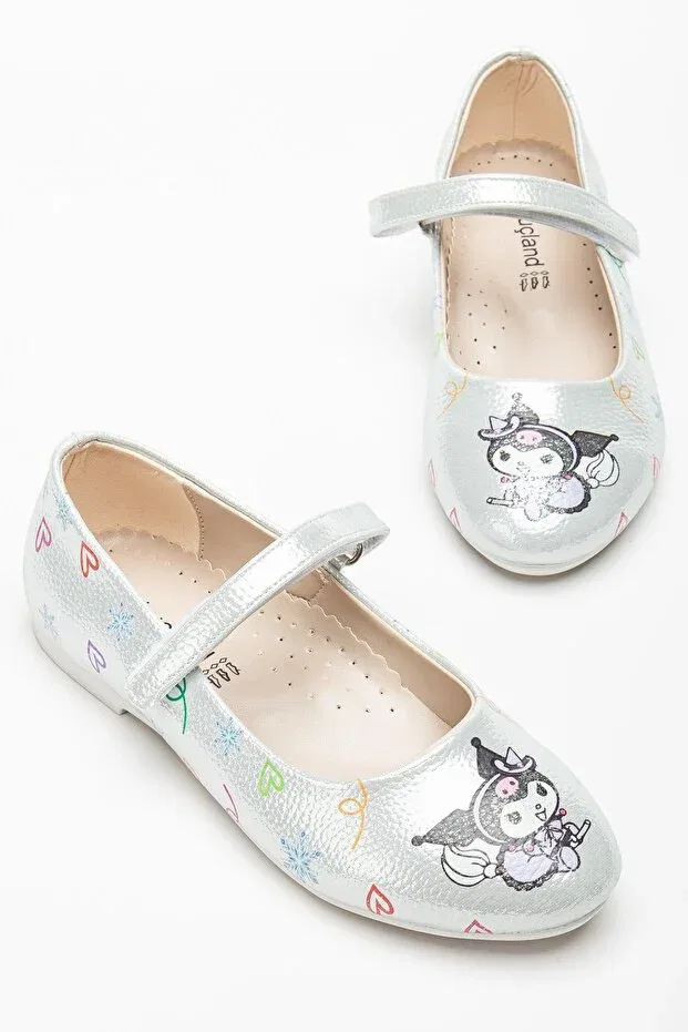 Детские балетки для девочек с принтом Insole Orthopedic Girl's Kuromi Figured Ballerinas Pabuçland, Sedef