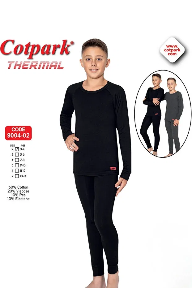 Детское термобелье для мальчиков хлопковое комплект Cotpark, Black