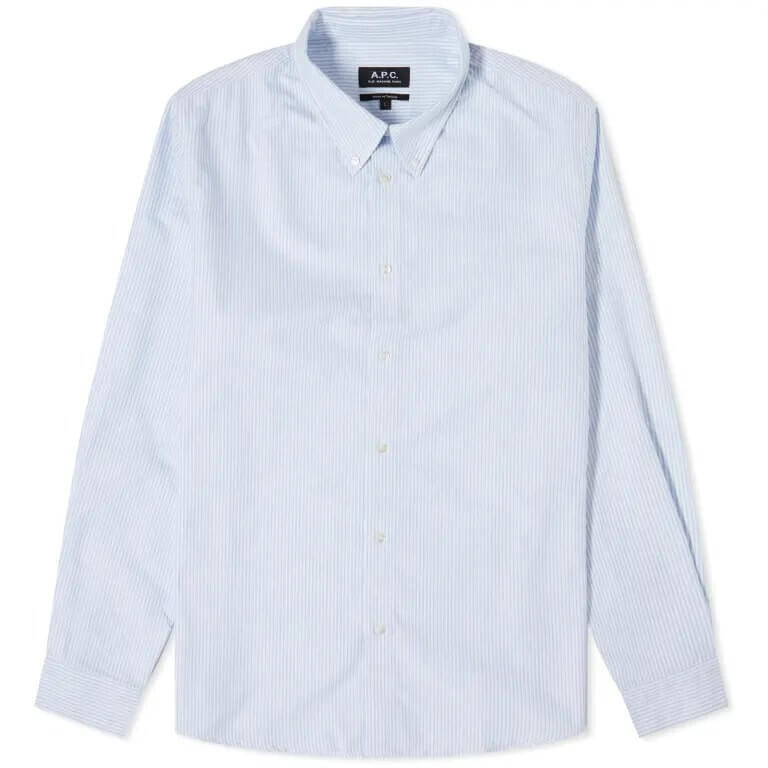 

Рубашка A.P.C. Greg Log Button Down Stripe, голубой