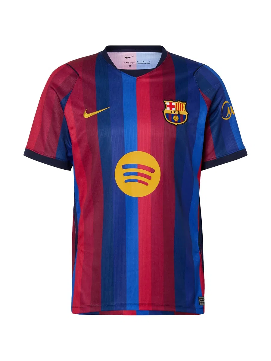 Футболка NIKE 'FCB' в темно-синем, лазурном, ярко-красном и клюквенном цветах