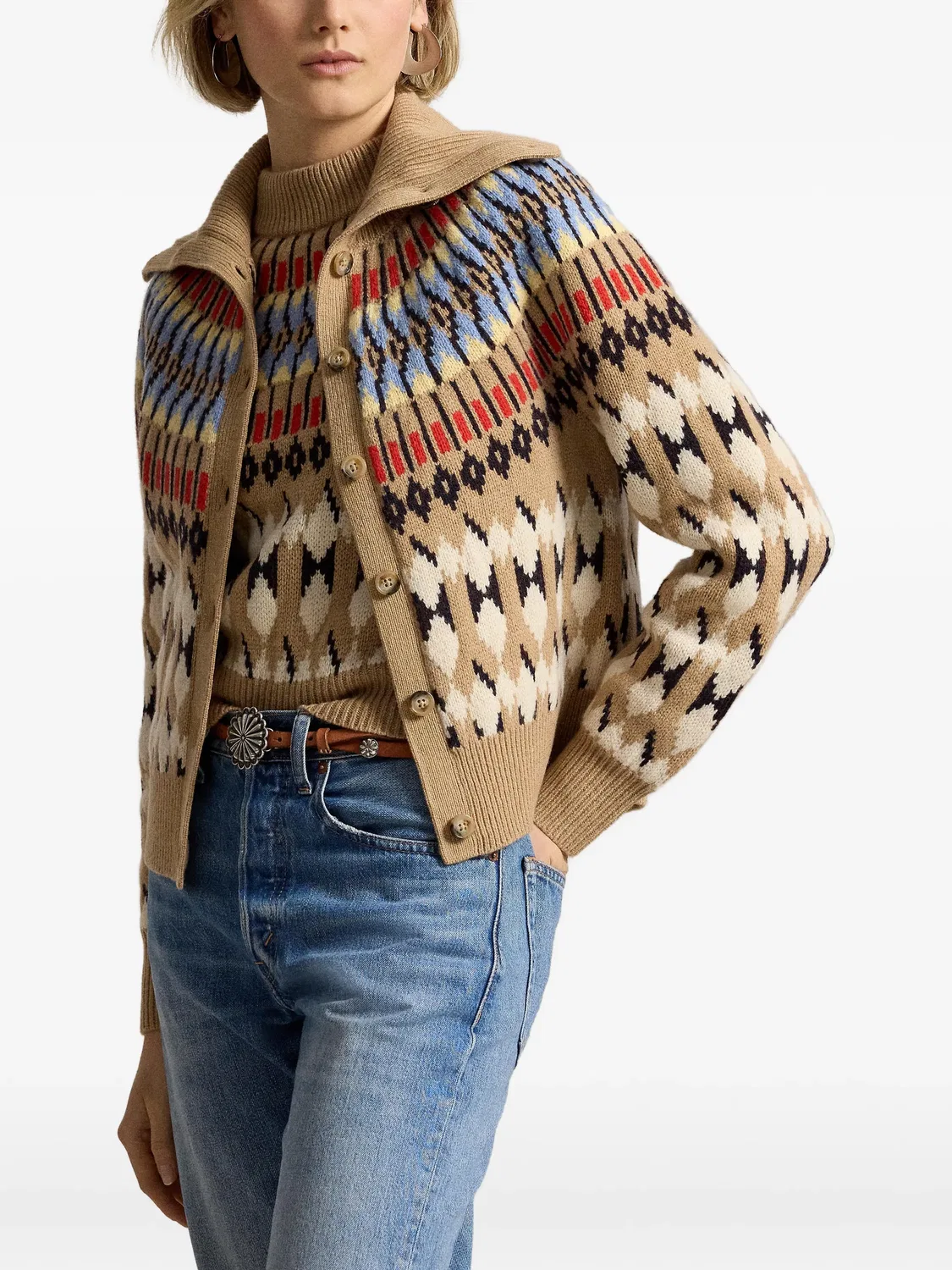 Кардиган с геометрическим узором Polo Ralph Lauren, нейтральные — фото 4