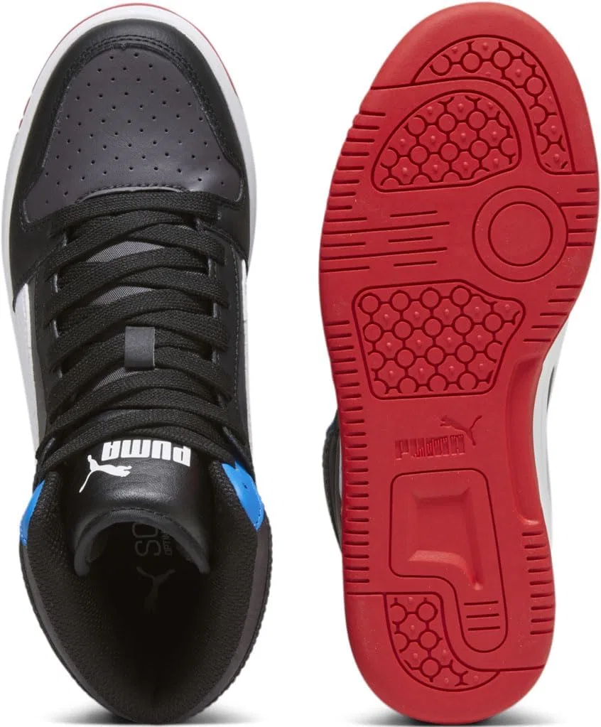 Детские кроссовки для мальчиков с шнуровкой Rebound Layup Mid PUMA, Black — фото 4