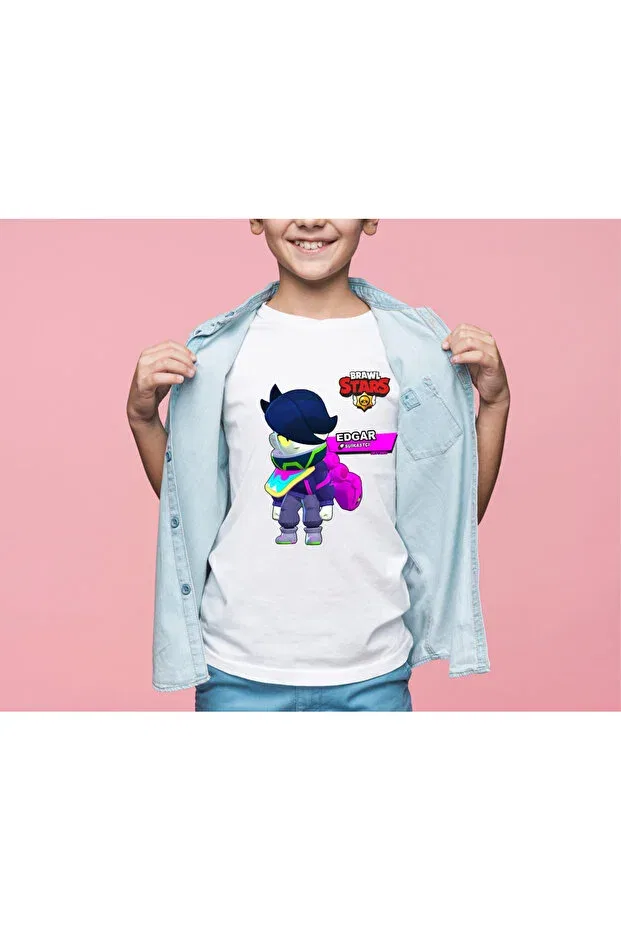 Детская футболка с принтом для мальчиков Brawl Stars Edgar Unisex Kids T-Shirt with Different Costume Options Home, White7 — фото 2