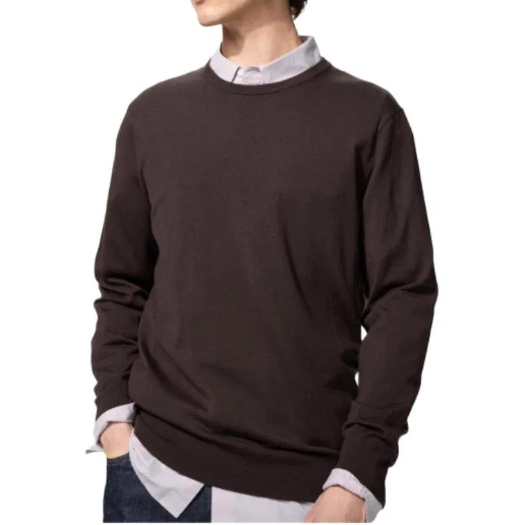 Мужской свитер с круглым вырезом 38 Dark Umber UNIQLO — фото 3