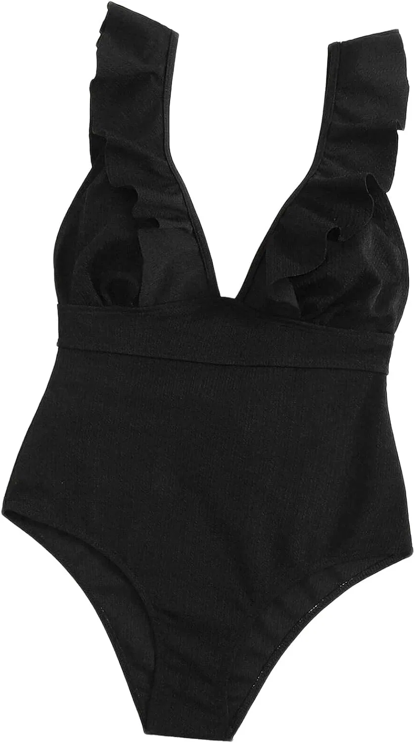 Женский цельный купальник с V-образным вырезом Pink Queens Choice, Black