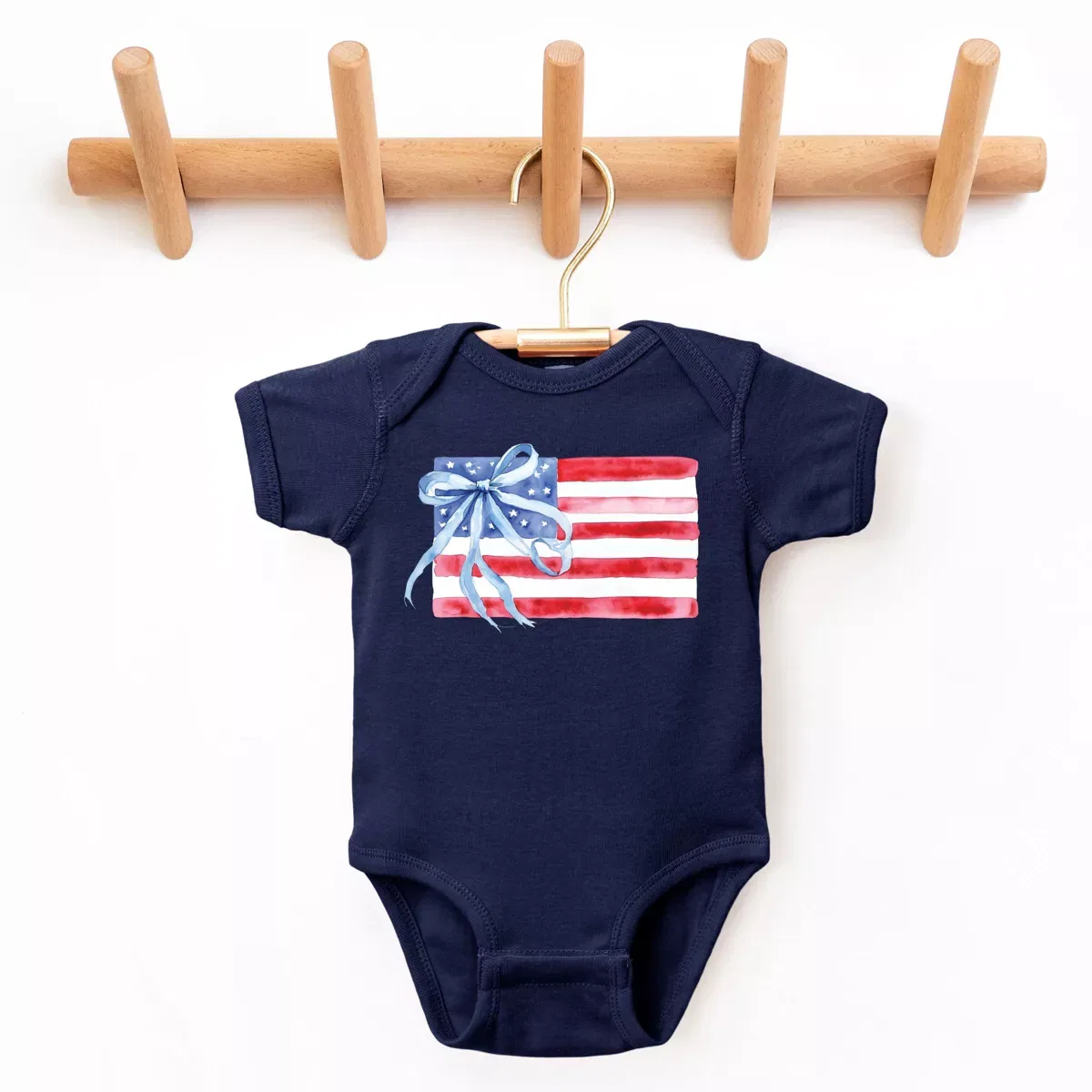 Детское боди с коротким рукавом Watercolor Flag Coquette The Juniper Shop, Navy — фото 2