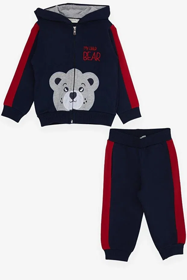 Детский комплект спортивного костюма для мальчиков с принтом Bear Printed Breeze, Navy Blue