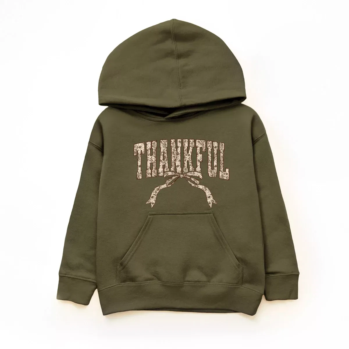Детский худи с принтом Thankful Floral Coquette The Juniper Shop, Army Green