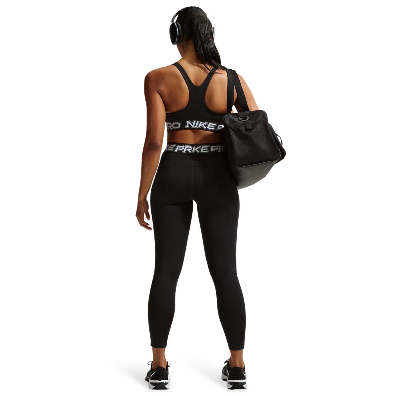 Женские леггинсы Nike Pro Mid Rise 7/8 Tight, цвет Black/White/White — фото 4