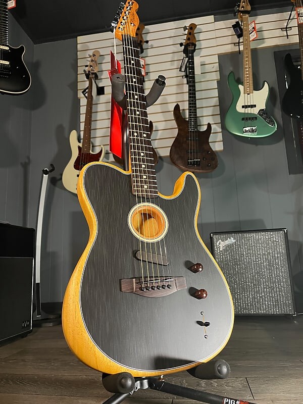 

Гитара с матовой накладкой на гриф из чёрного палисандра Fender Acoustasonic Player Telecaster, чёрный/натуральный