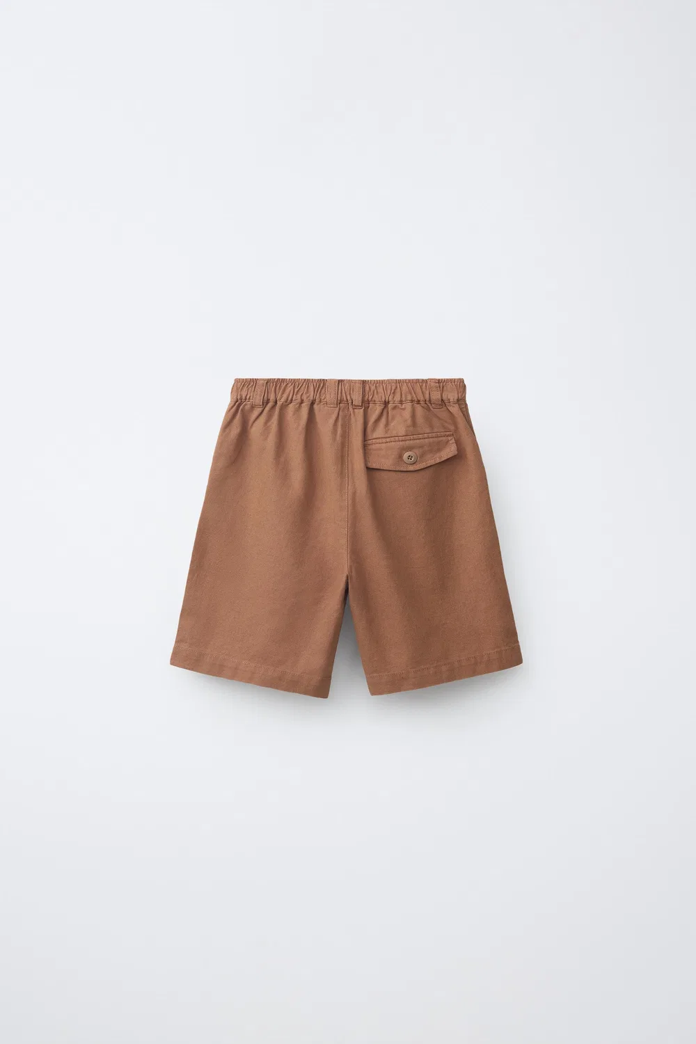 Хлопковые и льняные бермудские шорты ZARA, Caramel — фото 2
