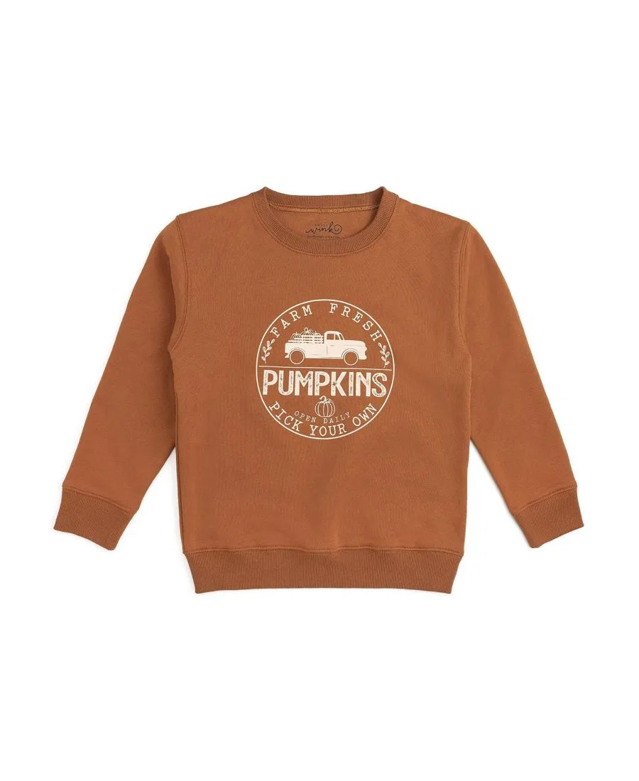 Свитшот с принтом Farm Fresh Pumpkins Sweet Wink, Burnt Orange