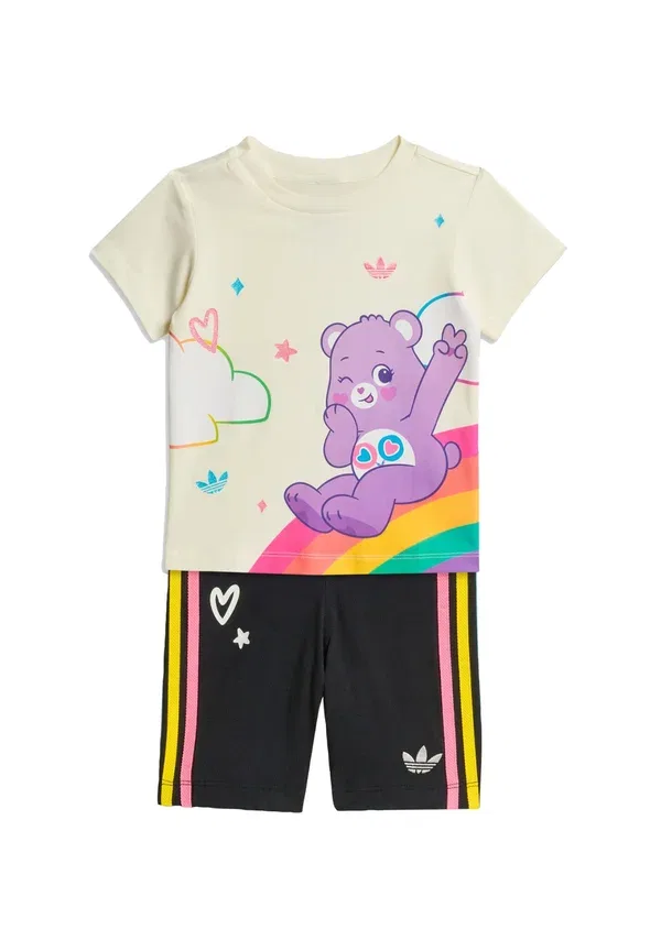 Комплект из шорт и футболки с изображением мишек Care Bears для младенцев - шорты Adidas Originals, черный/кремовый