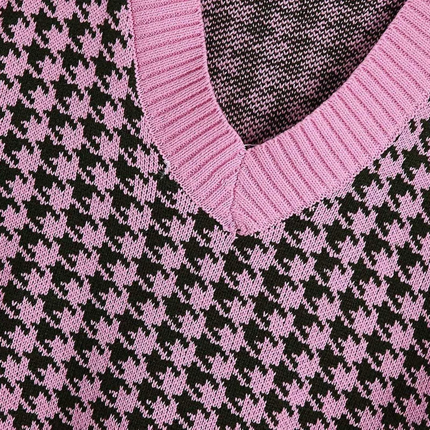 Женский вязаный жилет без рукавов с V-образным вырезом, Hot Pink — фото 4