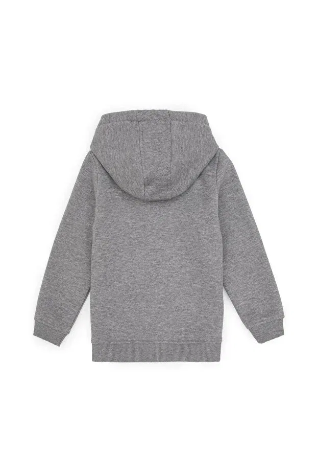 Мужской кардиган на молнии с капюшоном U.S. Polo Assn., Gray Melange — фото 2