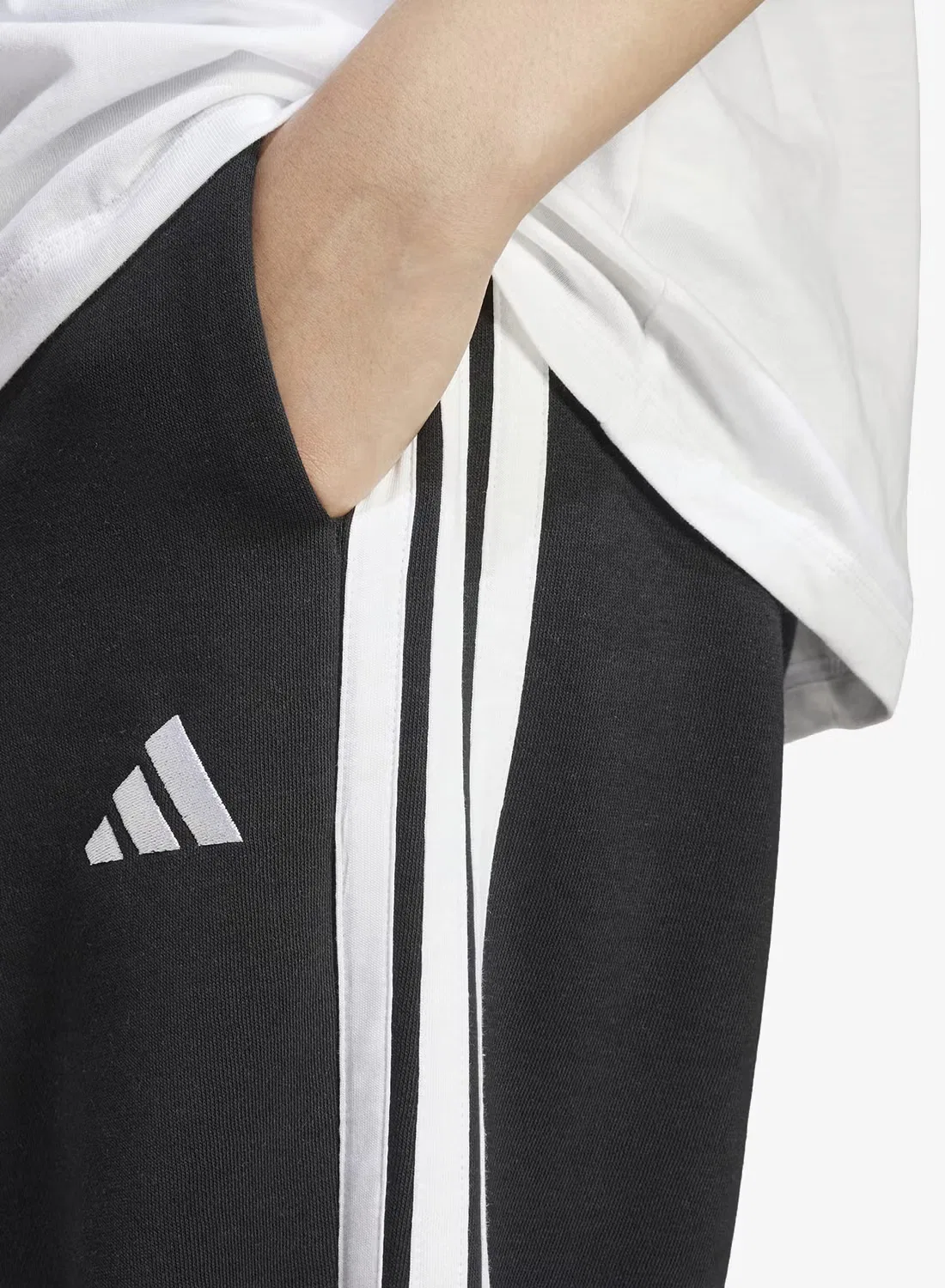Спортивные брюки из футера с лампасами 3-Stripes Adidas, черный — фото 3