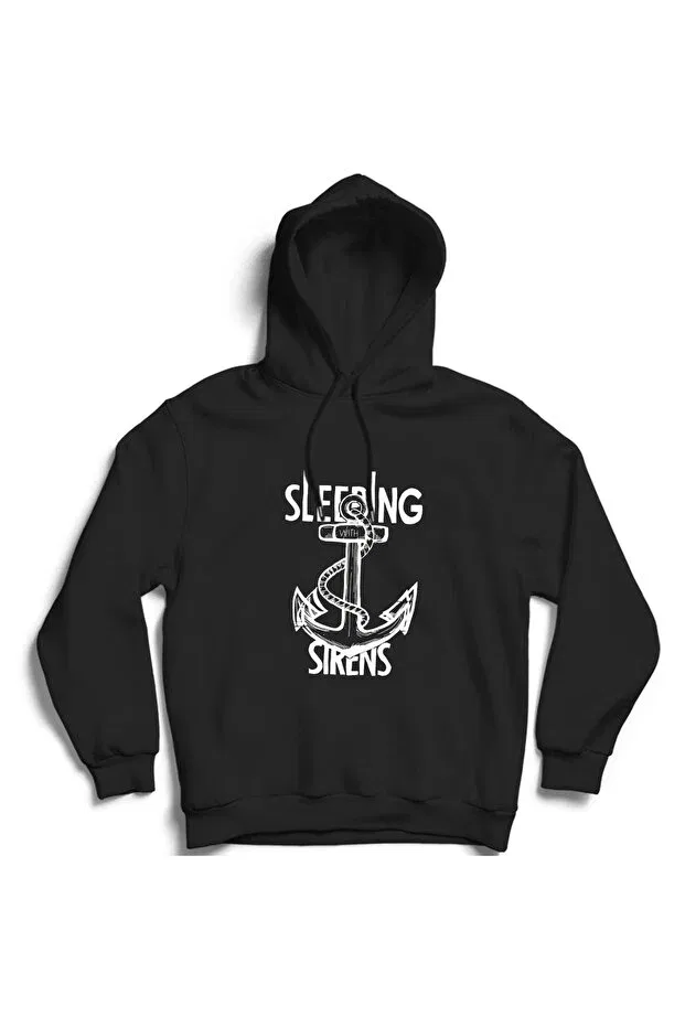 Детское худи для девочек с принтом Sleeping with sirens anchor rock metal music The Fame, Black