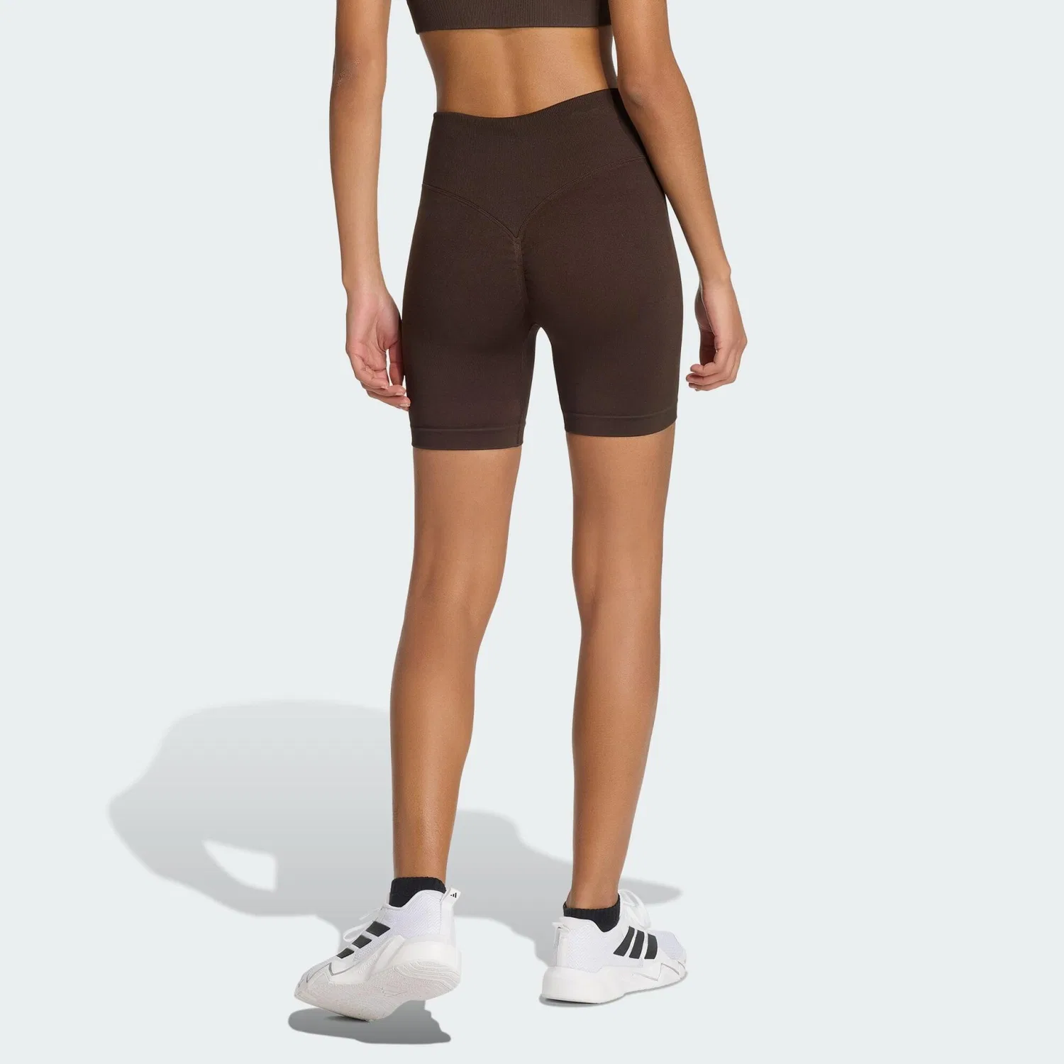 Женские леггинсы с высоким поясом Workout Essentials Knit Scrunch 5 Inch Leggings Adidas, Dunkelbraun — фото 3