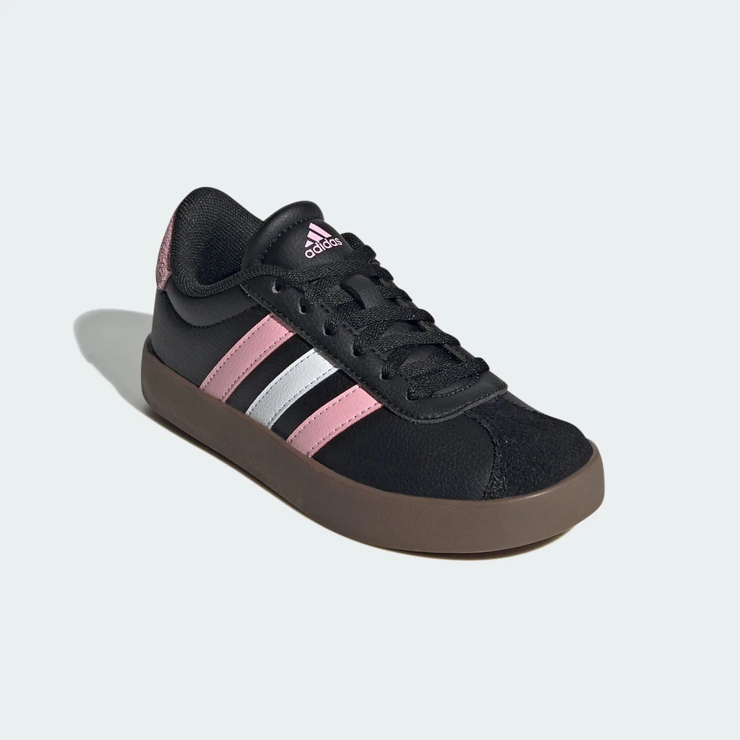 Детские кроссовки из замши VL Court 3.0 Kids Adidas, Schwarz Rosa Weiss — фото 4