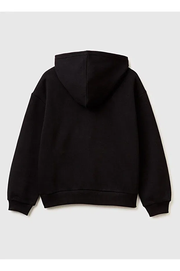Детские свитшот для девочек с пайетками Benetton, Black — фото 2