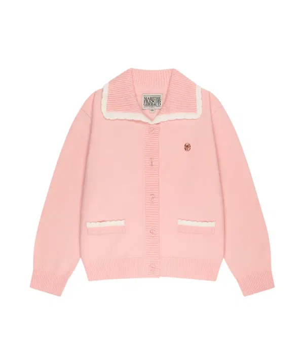 Кардиган детский с кружевным воротником, Marithé Kids, розовый — фото 2