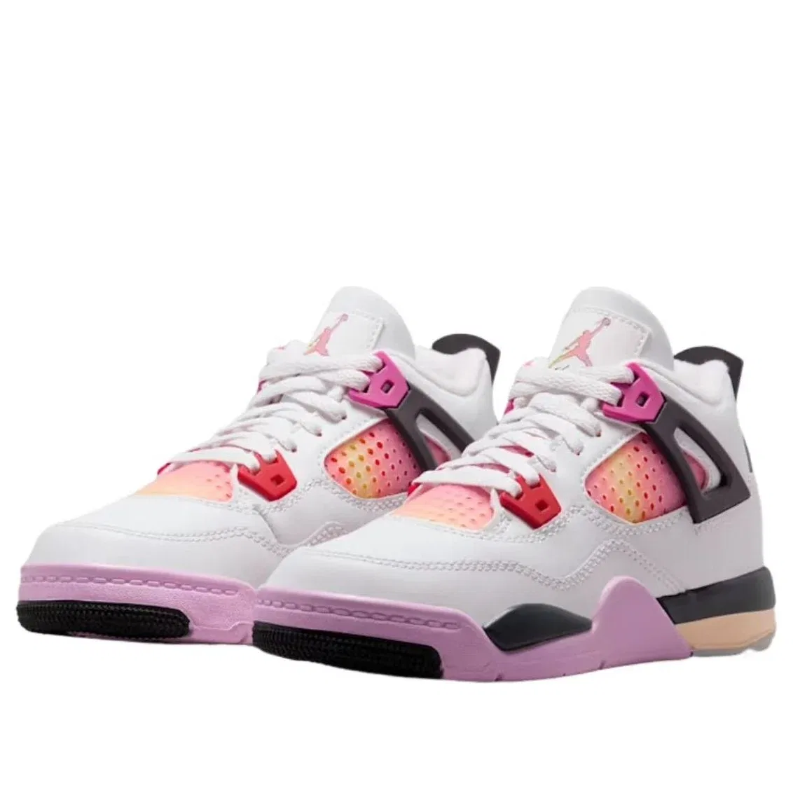 Детские кроссовки высокие Air Jordan 4 Retro 'Comic' Jordan, Off White/Anthracite/Neutral Grey/Fire Pink/Light Arctic Pink/Muslin — фото 3