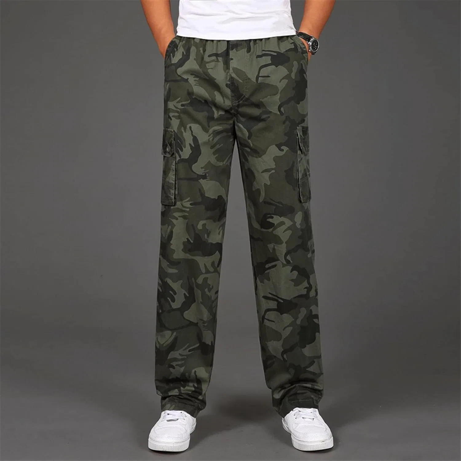 Мужские тактические карго-брюки прямого кроя Army Green — фото 2