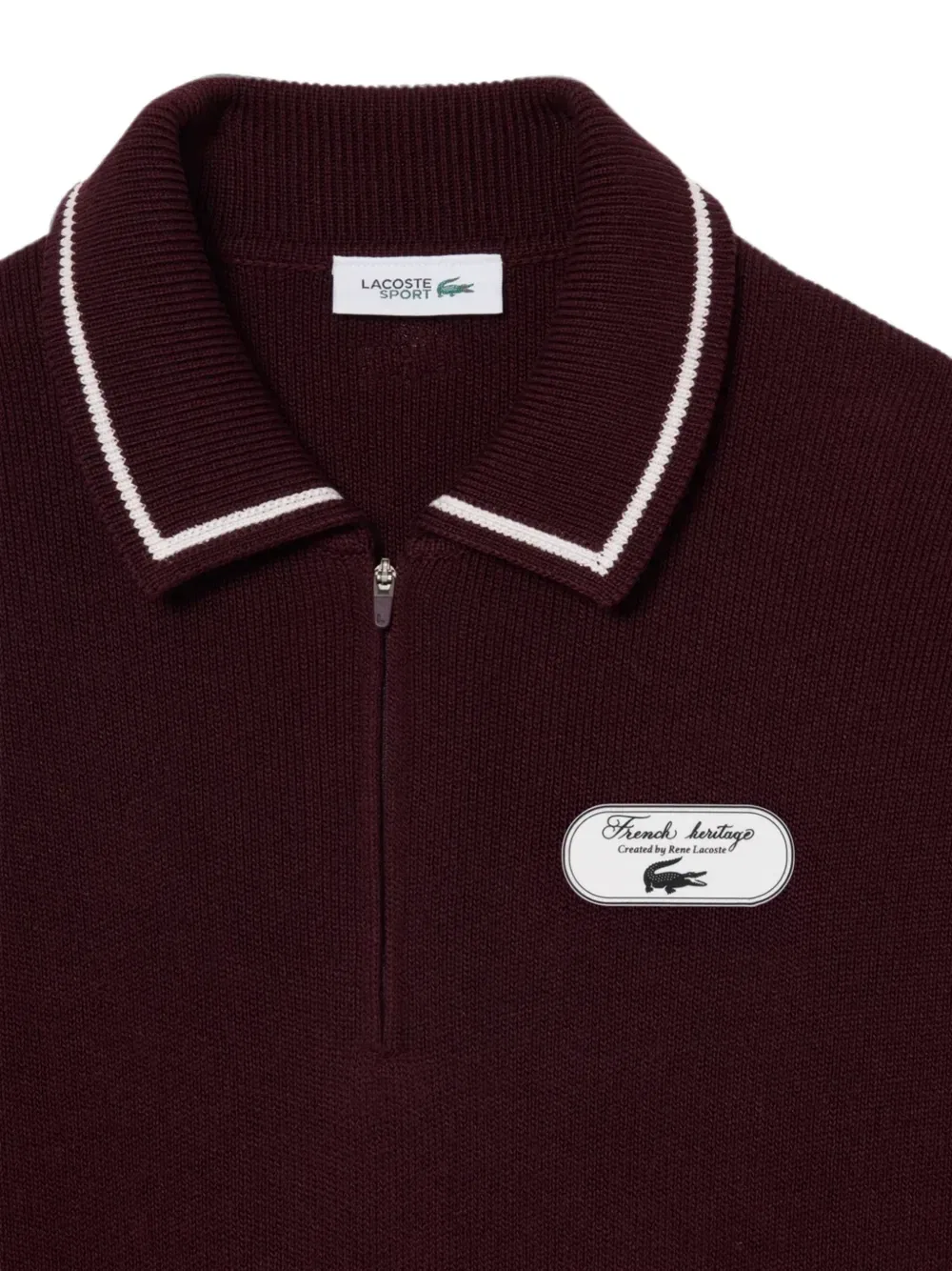 Поло на молнии Lacoste, красное, с классическим воротником — фото 3