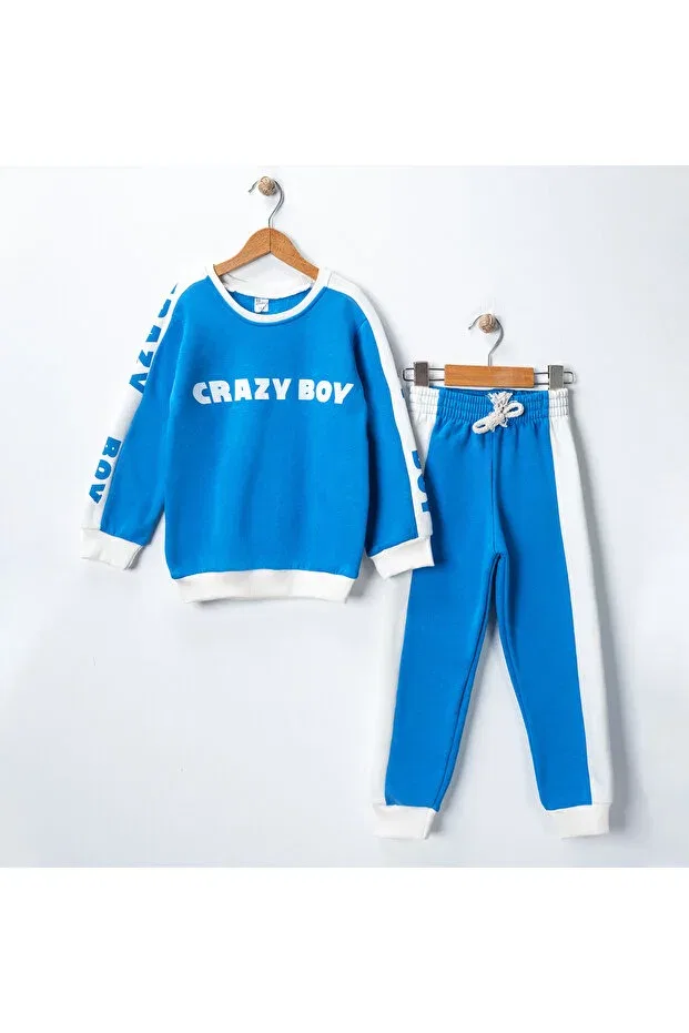 Детский комплект свитшот-брюки с принтом Sportswear Harika Kids, Dark Blue