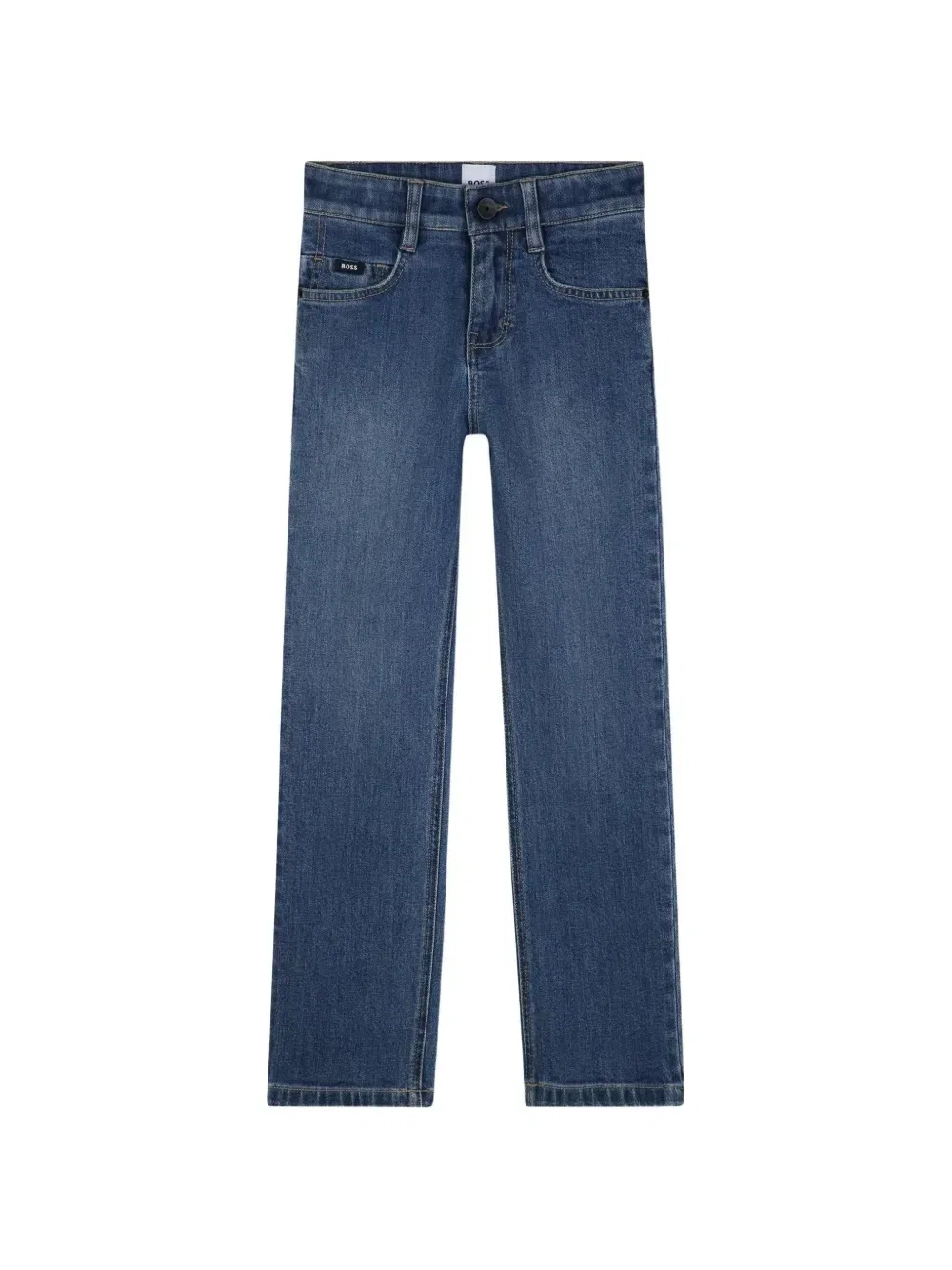 Прямые джинсы с эффектом потертости Boss Kidswear, синий