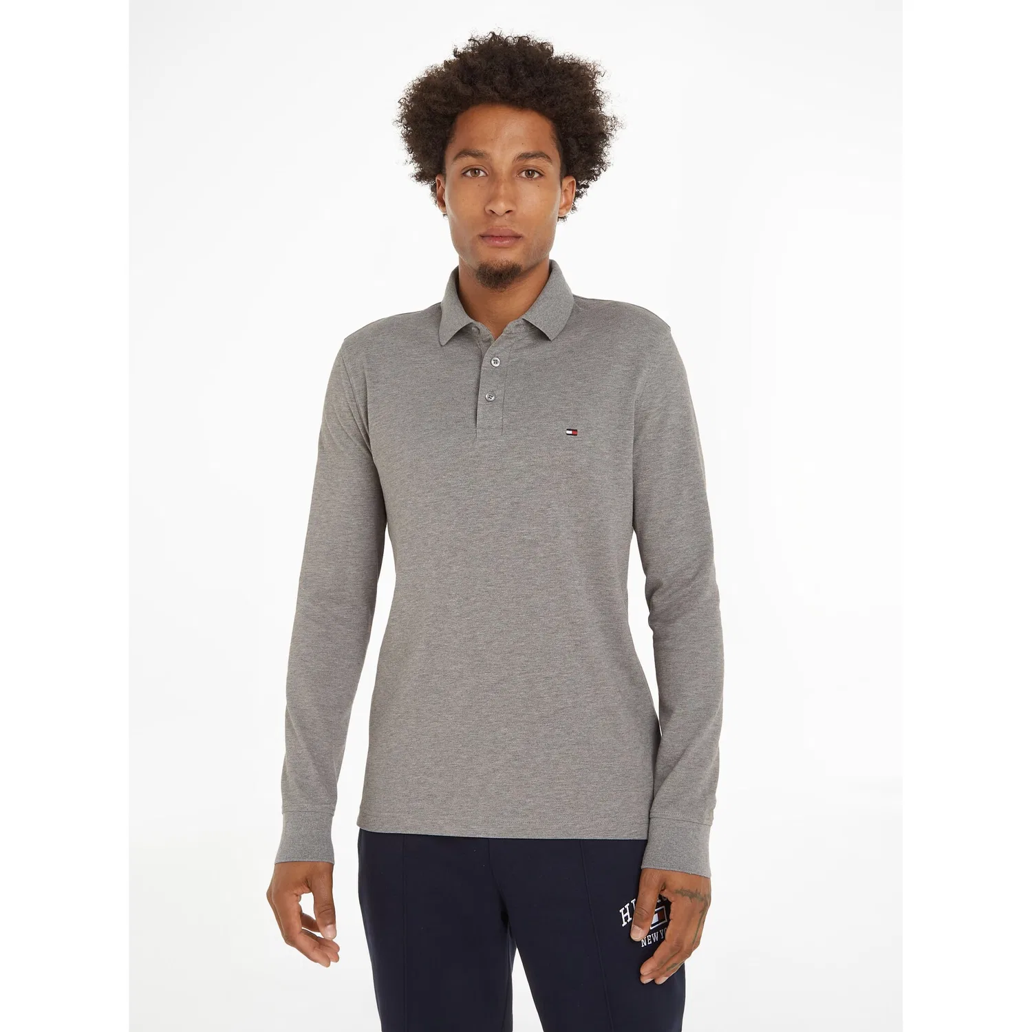 Мужское поло с длинным рукавом 1985 Slim Tommy Hilfiger, Medium Grey Heather