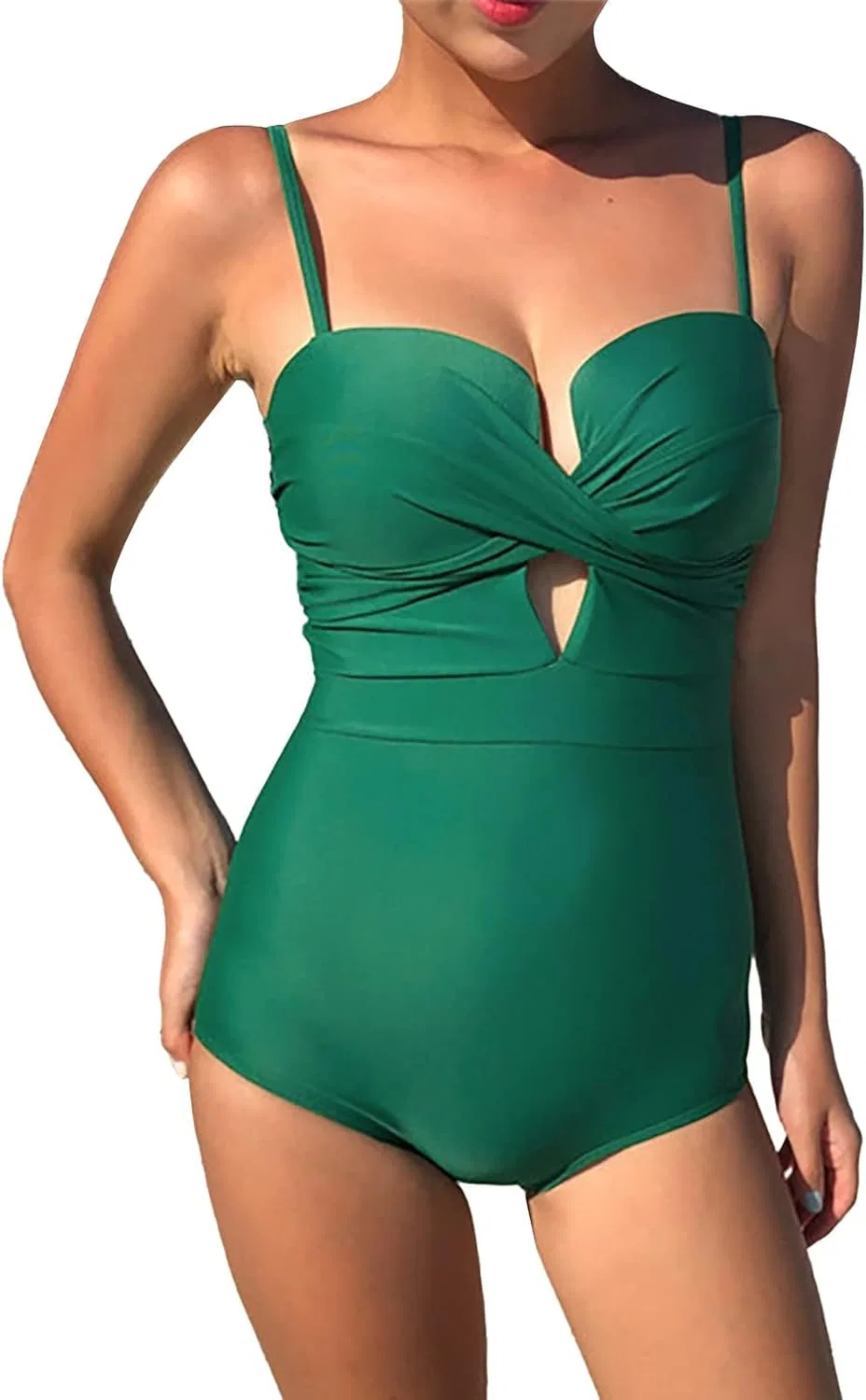 Женский цельный купальник с эффектом утяжки Generic, Green