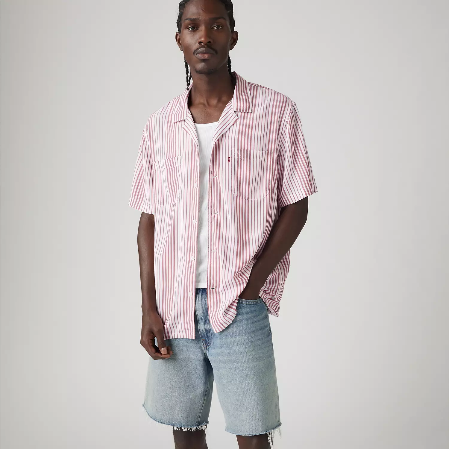 

Классическая рубашка для похода Levi's, цвет Silas Stripe Bossa Nova Red - Red
