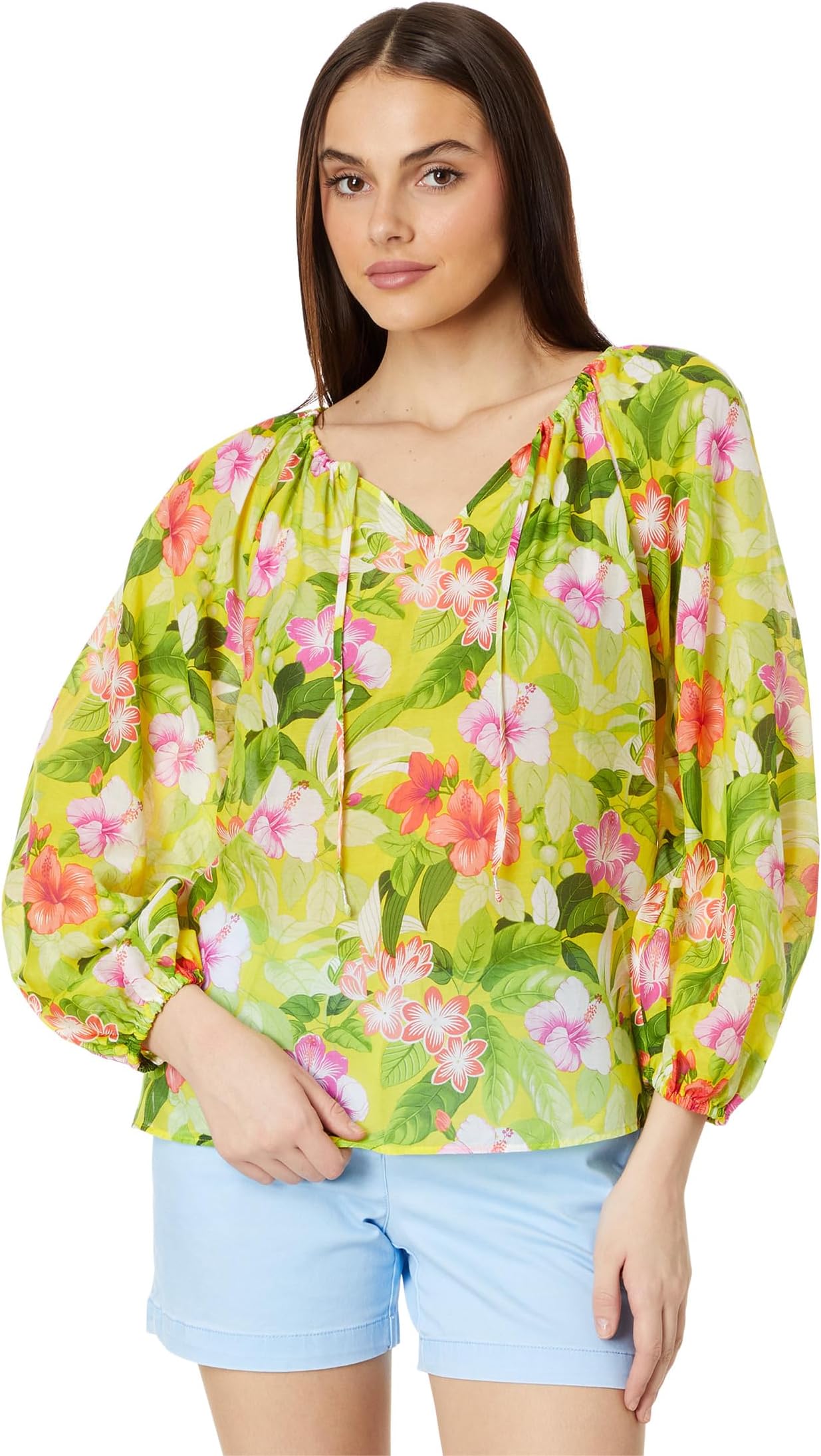 

Топ Tommy Bahama Happy Hour Flwr LS Peasant Top, цвет Blazing Yellow