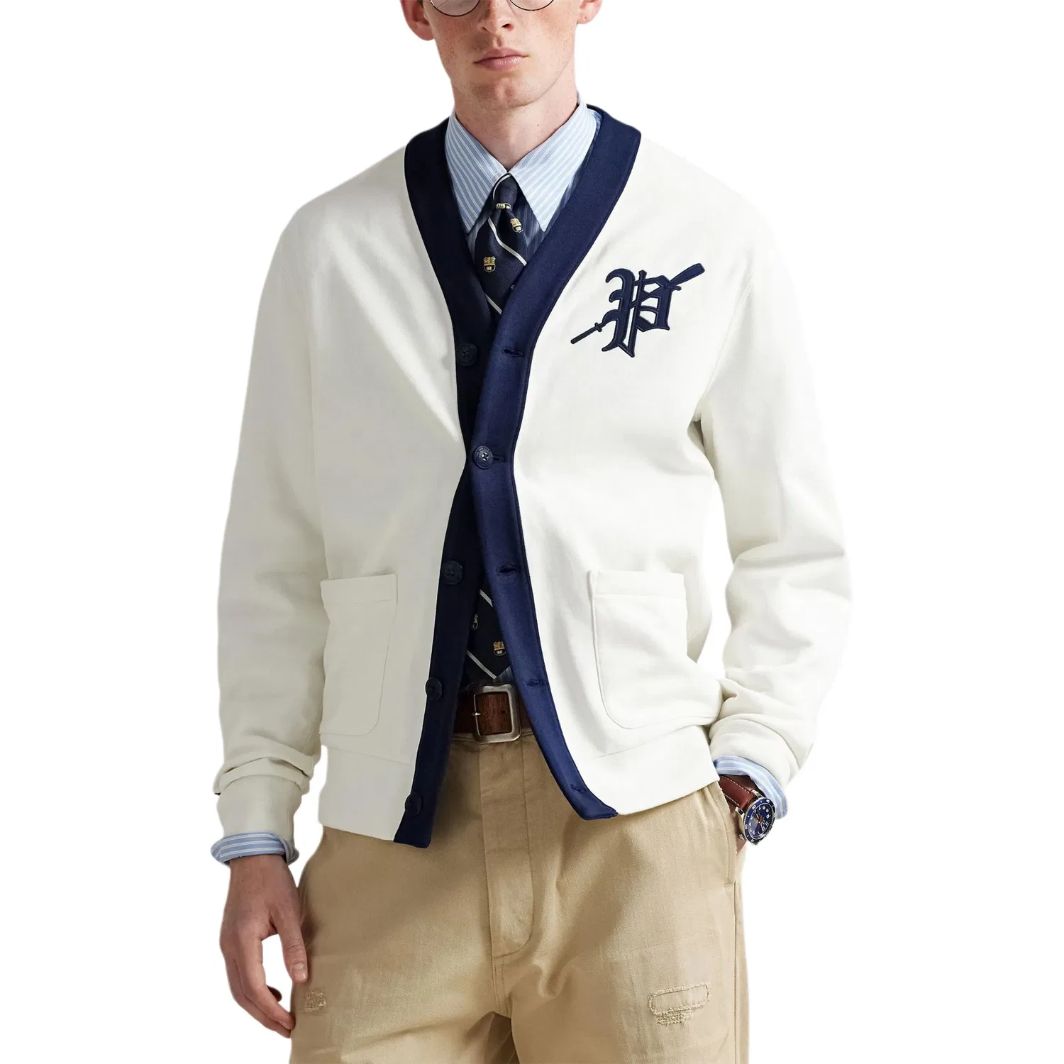Кардиган на пуговицах с патчем логотипа Polo Ralph Lauren, White — фото 4