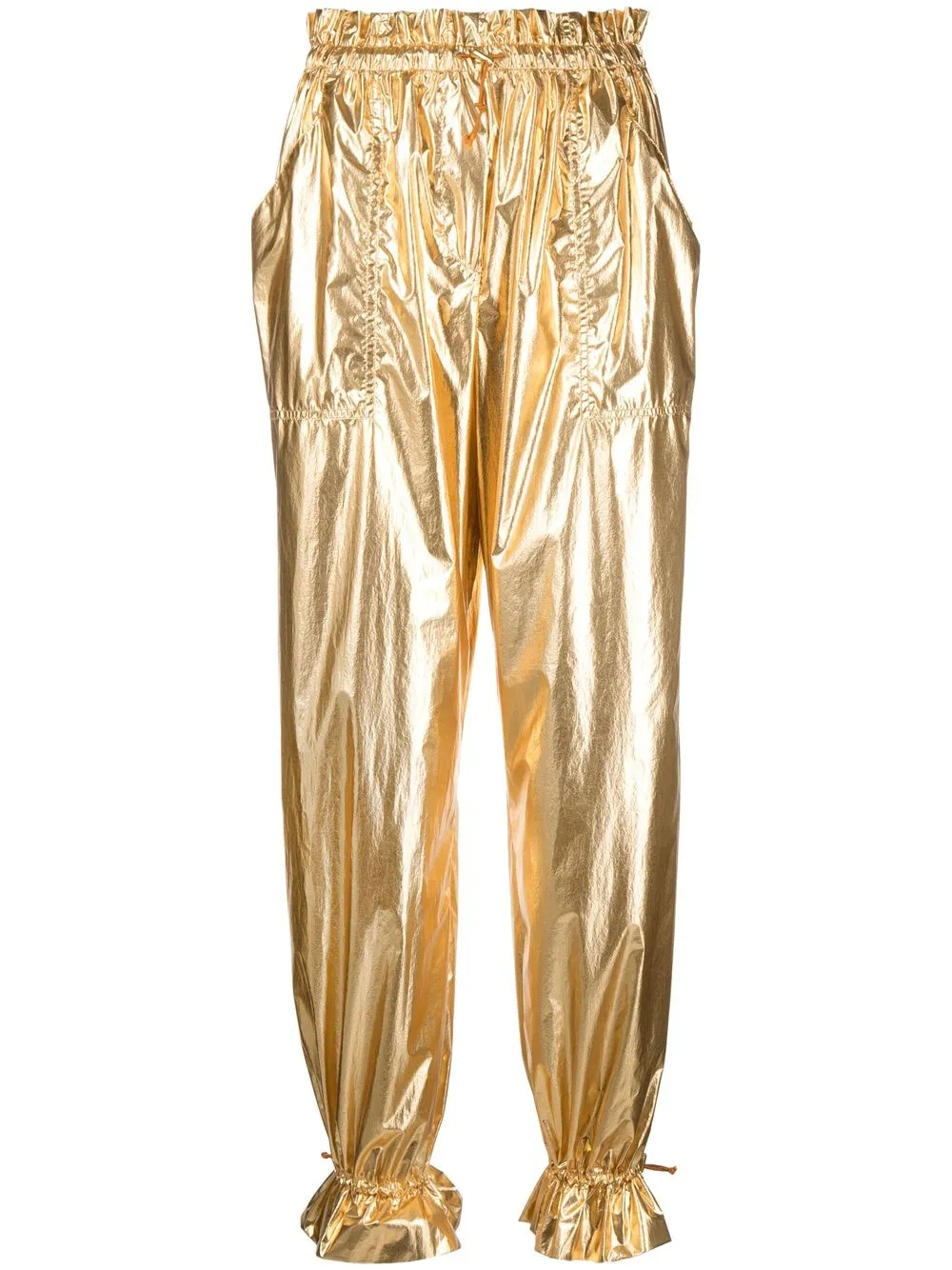 

Зауженные брюки с эффектом металлик Forte Forte, золотой
