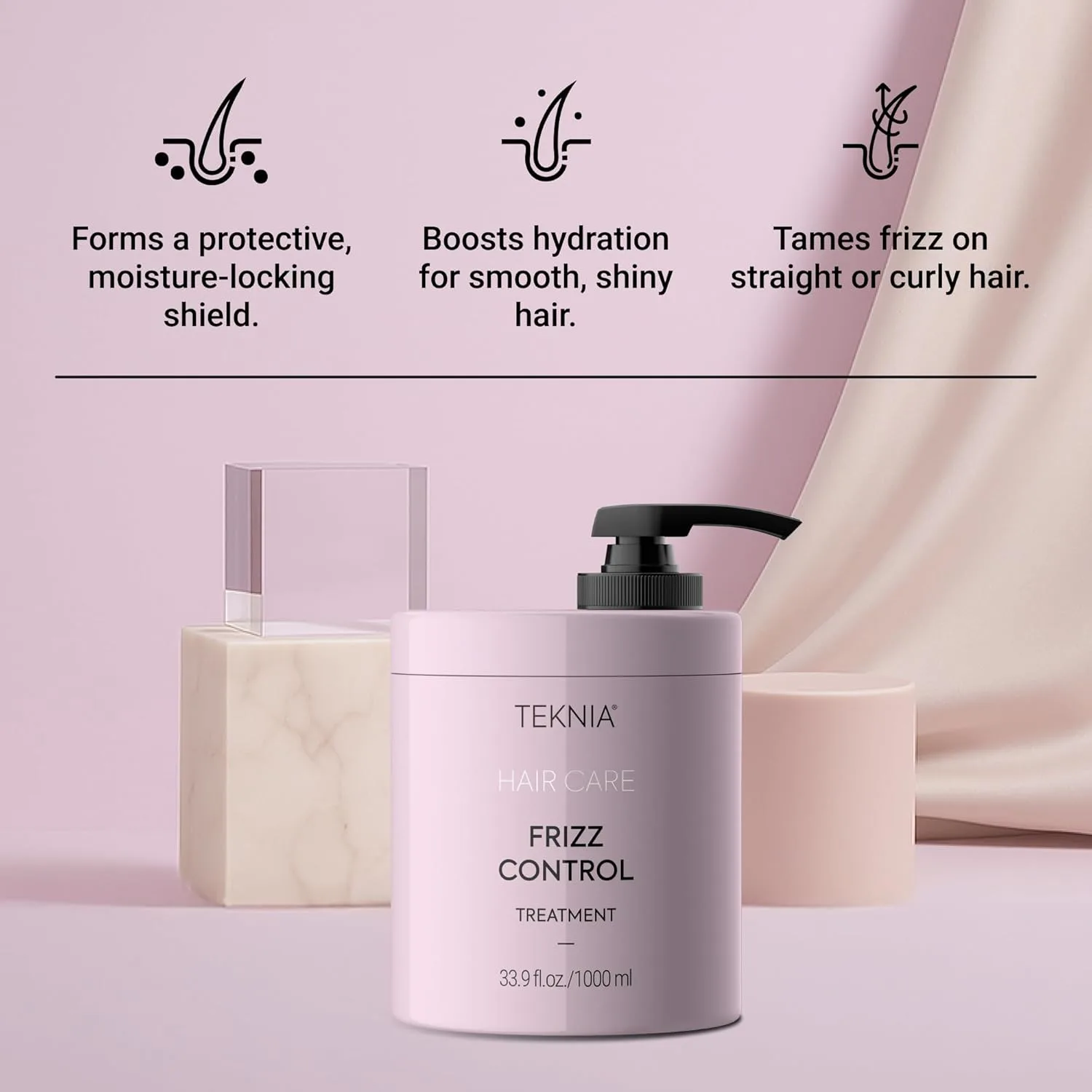 Средство для контроля пушистости волос LAKMÉ Teknia Frizz Control Treatment, средство против пушистости для вьющихся и пушистых волос, 33,8 жидких унций. — фото 3