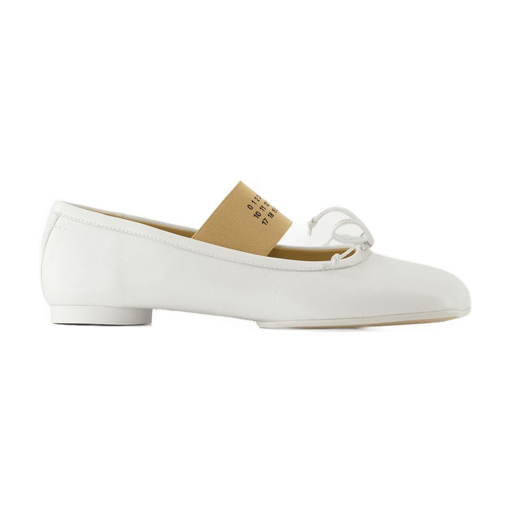 Балетки - кожаные - белые Mm6 By Maison Margiela