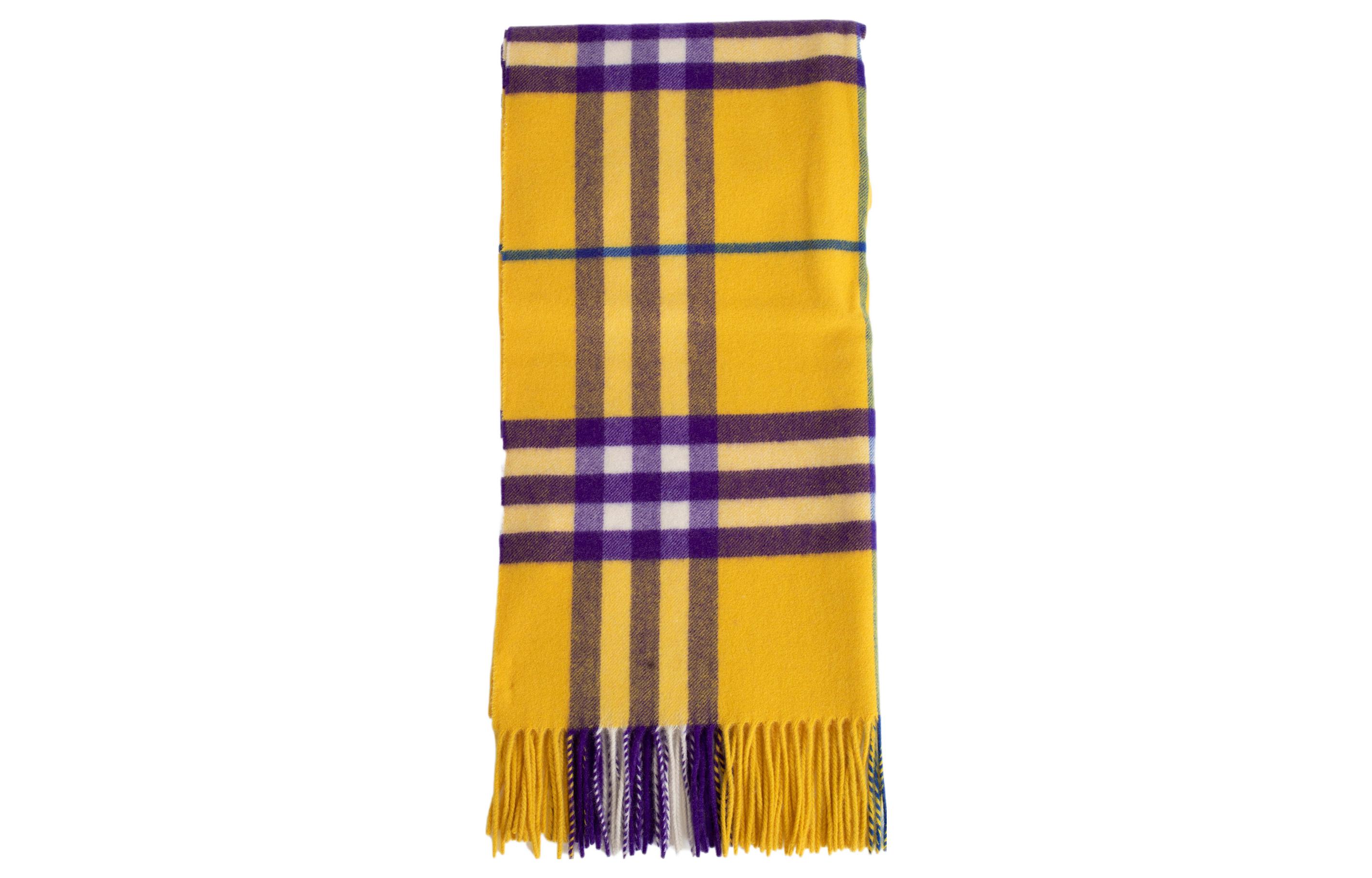 

Burberry Клетчатый шарф с бахромой, Yellow
