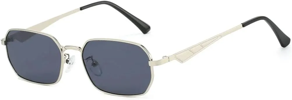 

Роскошные квадратные женские солнцезащитные очки с металлической оправой в стиле ретро, ​​мужские очки с защитой от УФ-излучения UV400 UATXTAU, Silvery Black