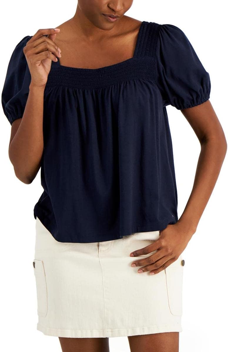 

Топ Tommy Hilfiger с рукавами-фонариками и квадратным вырезом, Navy