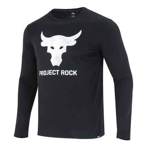 

Футболка project rock brahma bull long sleeve t-shirt 'black white' Under Armour, черный