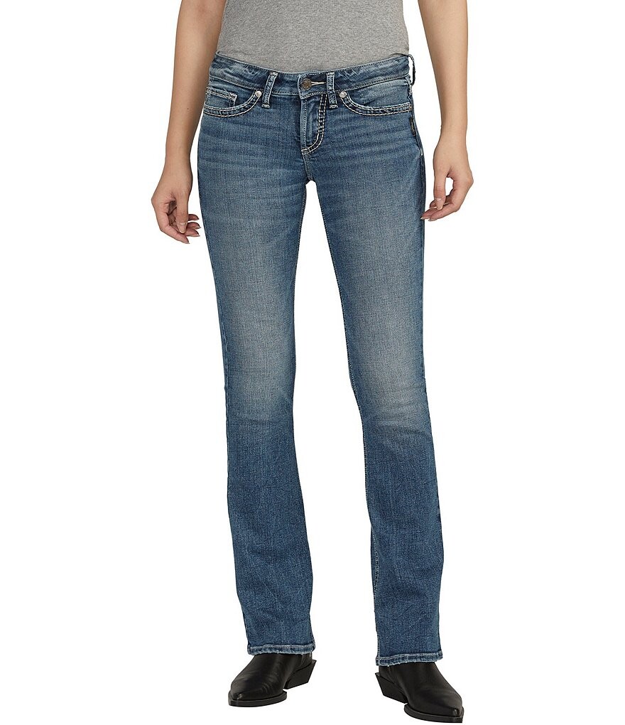 

Узкие джинсы Bootcut с низкой посадкой Silver Jeans Co. Tuesday, синий