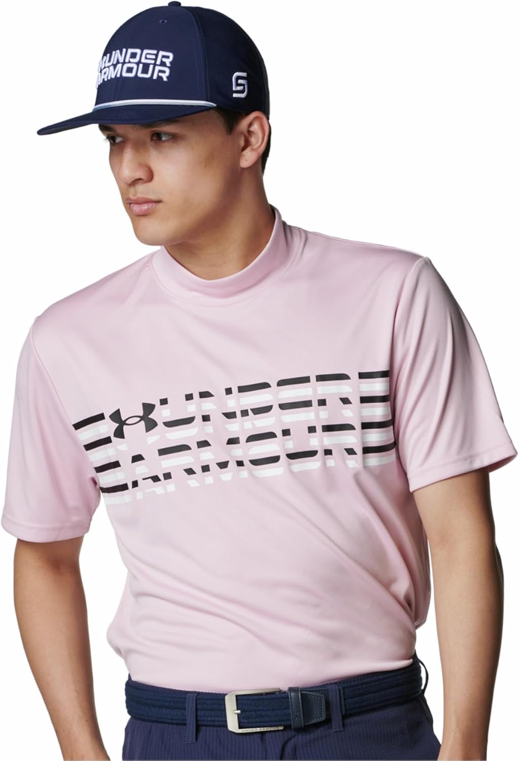 

Мужская поло-рубашка Under Armour UA ArmorDry с коротким рукавом и высоким воротником, украшенная логотипом, черный/розовый