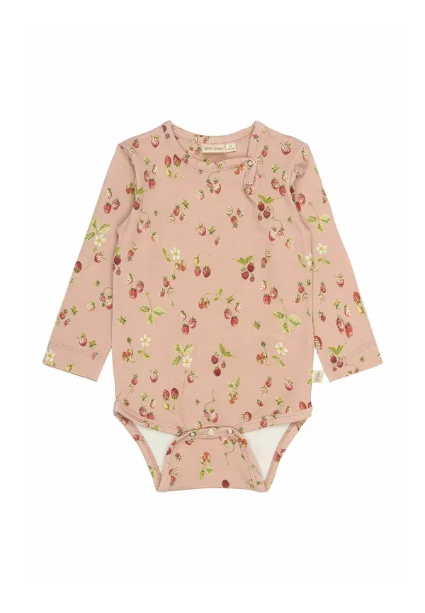 Боди Petit Piao, misty rose strawberry aop, туманно-розовый клубничный принт