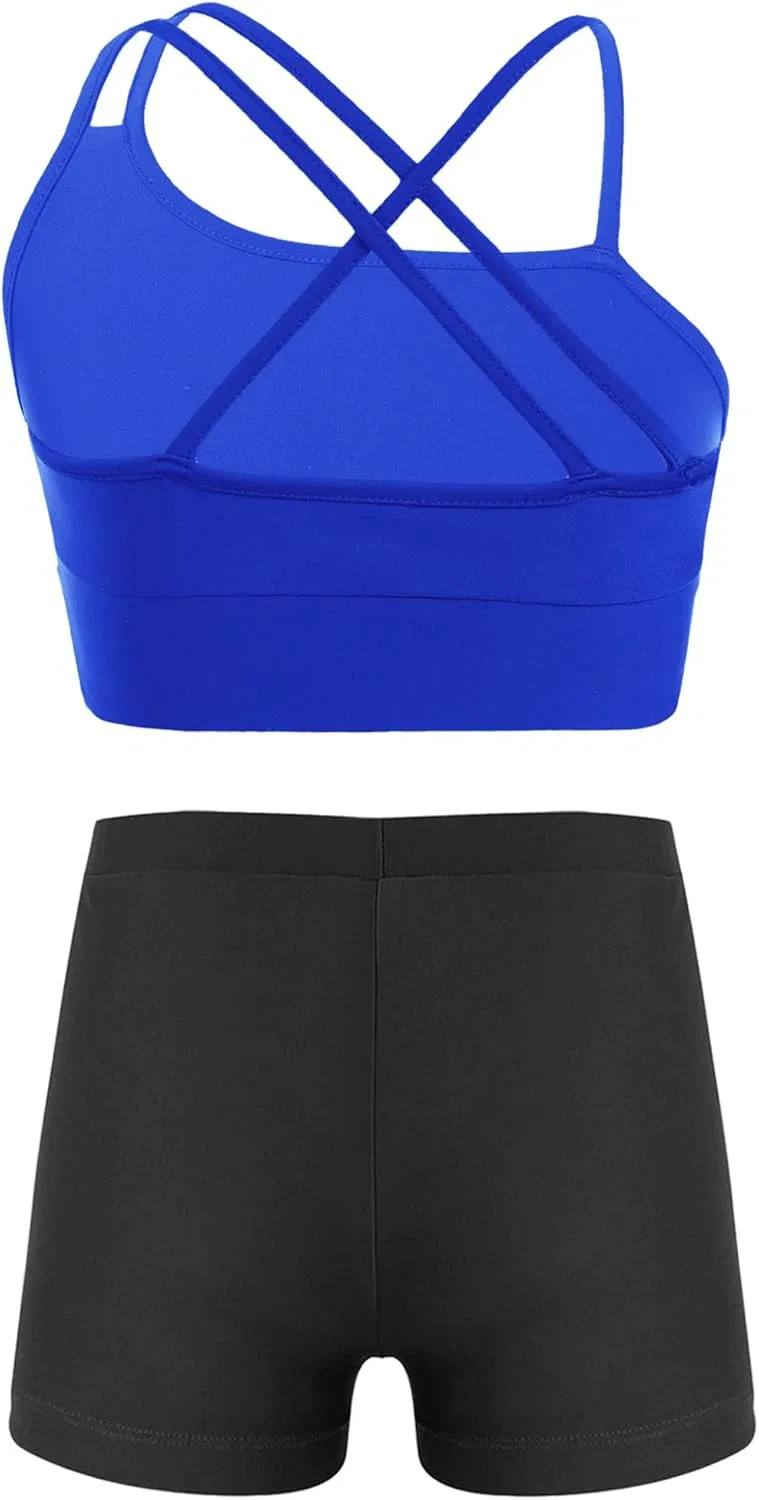 Детский спортивный комплект из топа и шорт Moggemol, royalblue — фото 2