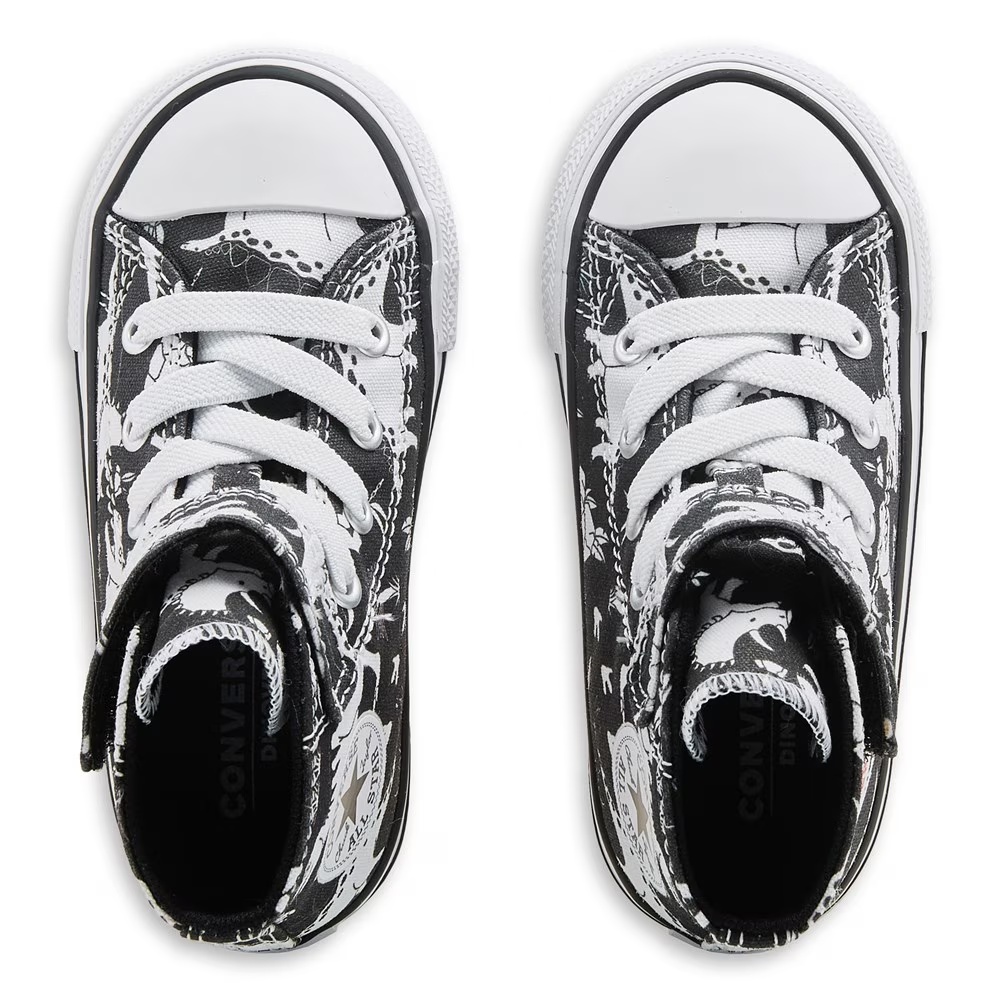 Детские кеды chuck taylor all star 1v высокие с одной застежкой для малышей Converse, black/dinosaur — фото 4