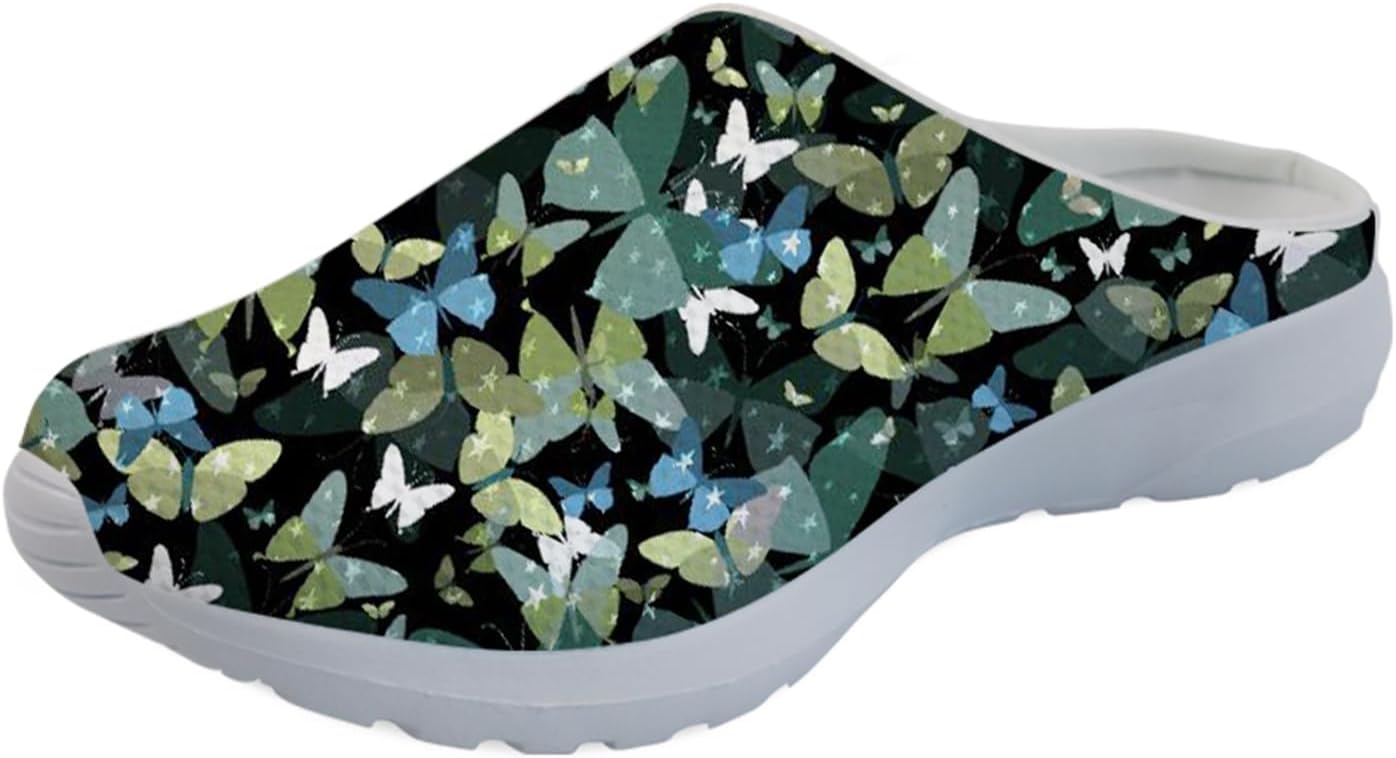 

Кроссовки-мюли Forchrinse Blue Cow для женщин, без задника, с сеткой, на платформе, удобные домашние, и спортивные тапочки, зеленый